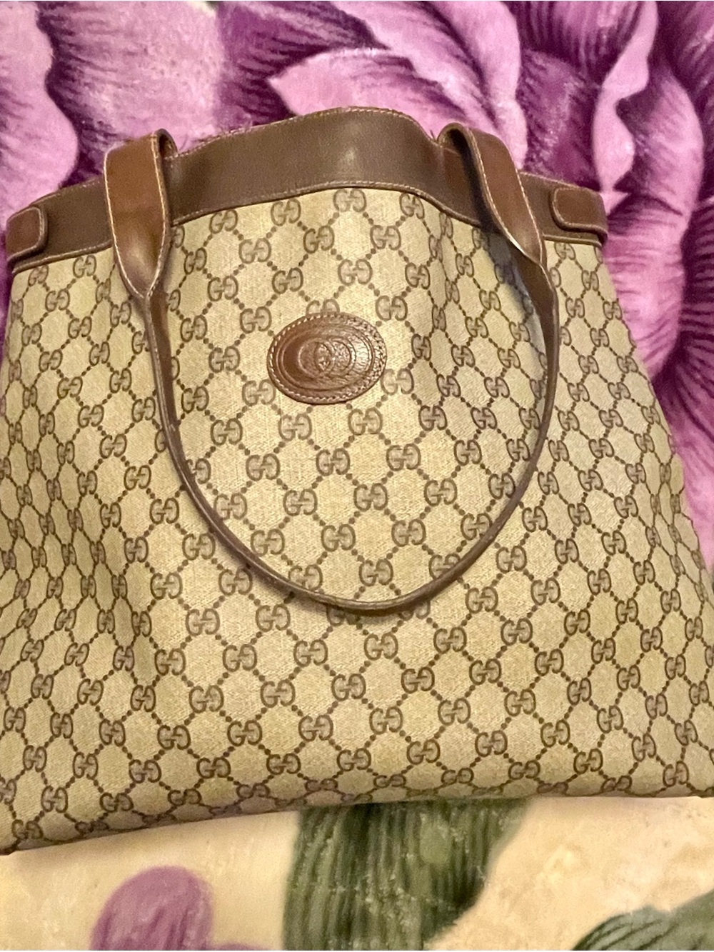 Gucci Beige and Brown GG Canvas large  Tote